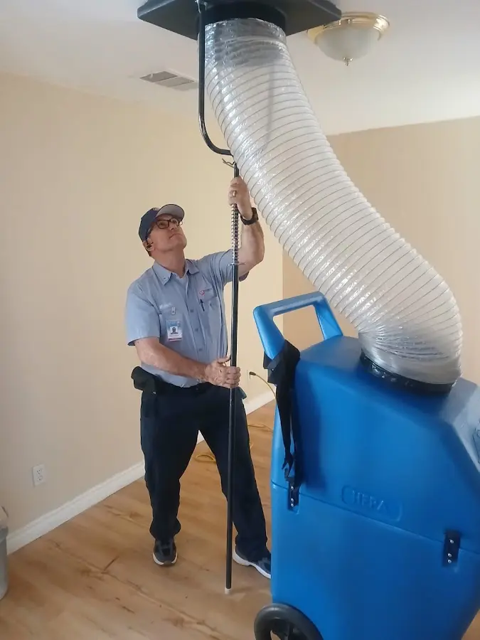 Mini Split Installation technician using HEPA equipment in Bee Ridge